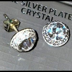 Crystology fine silver plated Halo Crystal studs.